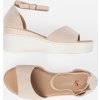 Světle béžové dámské sandály na bílém klínku, podpatek 7 cm