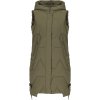 Dámská khaki dlouhá prošívaná vesta s kapucí