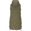 Dámská khaki dlouhá prošívaná vesta s kapucí