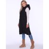 Dámská černá dlouhá prošívaná vesta s kapucí