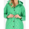 Lehká zelená prošívaná dámská bunda s kapucí