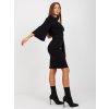 Černé teplé mini šaty s páskem (Velikost M)