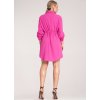 Fuchsiové dámské košilové šaty s náprsními kapsami