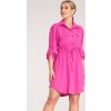 Fuchsiové dámské košilové šaty s náprsními kapsami