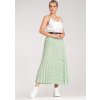 Světle zelená dámská plisovaná midi sukně s puntíky