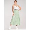 Světle zelená dámská plisovaná midi sukně s puntíky