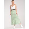 Světle zelená dámská plisovaná midi sukně s puntíky