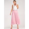 Světle růžová dámská plisovaná midi sukně s puntíky