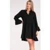Černé dámské volné šaty s volány