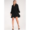 Černé dámské volné šaty s volány