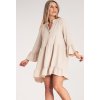 Béžové dámské volné šaty s volány