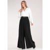 Černé dámské elegantní široké kalhoty s páskem