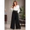 Černé dámské elegantní široké kalhoty s páskem
