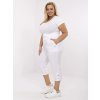 Bílé dámské plus size 3/4 kalhoty s viskózou