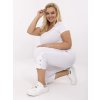 Bílé dámské plus size 3/4 kalhoty s viskózou