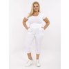 Bílé dámské plus size 3/4 kalhoty s viskózou