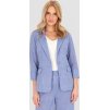Světle modrý dámský lněný blejzr se 7/8 rukávy