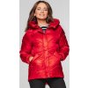 Červená dámská přechodová prošívaná bunda se srdíčkem na zádech