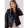 Černá dámská koženková bunda se zipy *