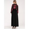 Černé dámské maxi šaty s dlouhými ozdobnými rukávy