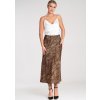 Hnědá dámská midi sukně se zvířecím vzorem