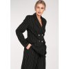 Černé dámské dvouřadé pruhované sako s pruhy