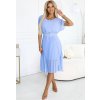 Plisované světle modré midi šaty se širokým páskem JULIA