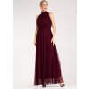 Vínové dámské maxi šaty s odhalenými rameny