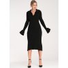 Černé dámské přiléhavé šaty s límečkem