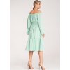 Mintové dámské midi šaty s odhalenými rameny