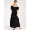 Černé letní maxi šaty s krátkými balónovými rukávy