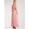 Růžové dámské dlouhé šaty s širokým ramínkem