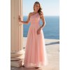 Růžové dámské dlouhé šaty s širokým ramínkem