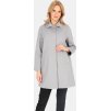 Šedý dámský jednořadý kabát s límečkem