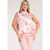 Bílo-růžová dámská halenka bez rukávů