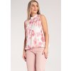 Bílo-růžová dámská halenka bez rukávů
