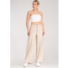 Béžové dámské viskózové boho kalhoty s elastickým pasem
