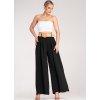 Černé dámské elegantní široké kalhoty s vysokým pasem