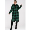 Zeleno-černý dámský dlouhý vzorovaný kabát