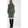 Olivově zelené dámské svetrové šaty s rolákem