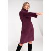 Vínové dámské svetrové šaty s rolákem