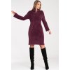 Vínové dámské svetrové šaty s rolákem