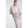 Šedý dámský oversize svetr se širokými rukávy