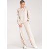 Béžová dámská tepláková souprava z viskózy se širokými nohavicemi