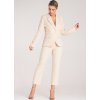 Dámský světle béžový elegantní komplet se sakem a kalhotami