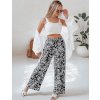 Bílo-černé dámské vzorované kalhoty TROPICAL SUN