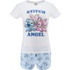 Bílo-modré dámské krátké pyžamo Stitch and Angel