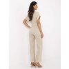 Světle béžový dámský mušelínový overal s kapsami