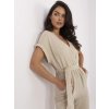 Světle béžový dámský mušelínový overal s kapsami
