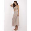 Béžová dámská plisovaná sukně s knoflíky a rozparkem